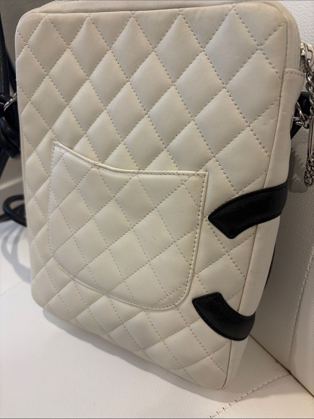 Chanel 🔥 Quilted CC Large Cambon Crossbody Shoulder Black White Great Condition - Picture 10 of 14
